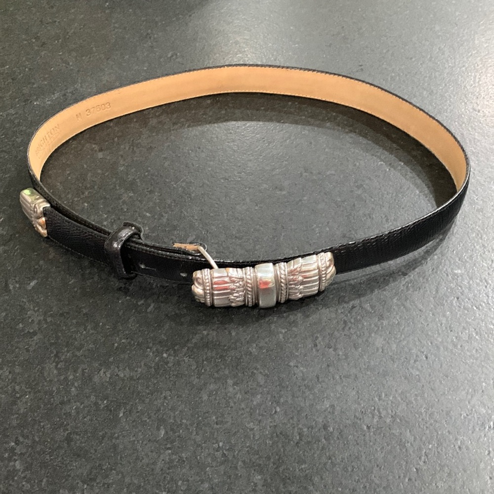 Brighton black lizard silver belt M EUC
